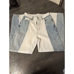 Vintage Pacsun Jeans High Rise Straight Sz 25 Panel Striped Denim Button